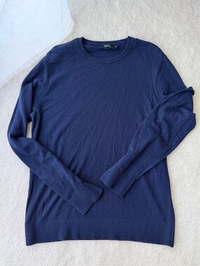 Theory Men’s Cashmere Wool Navy Blue Crewneck Sweater